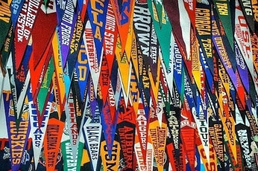 Display College Flags of School Alumni in Gym for a Year