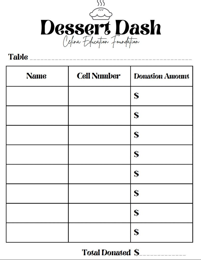 Dessert Dash Form For Fundraiser