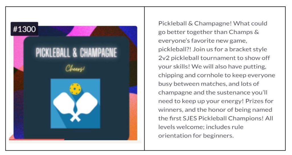 Pickleball And Champagne School Fundraiser Sign-Up Party
