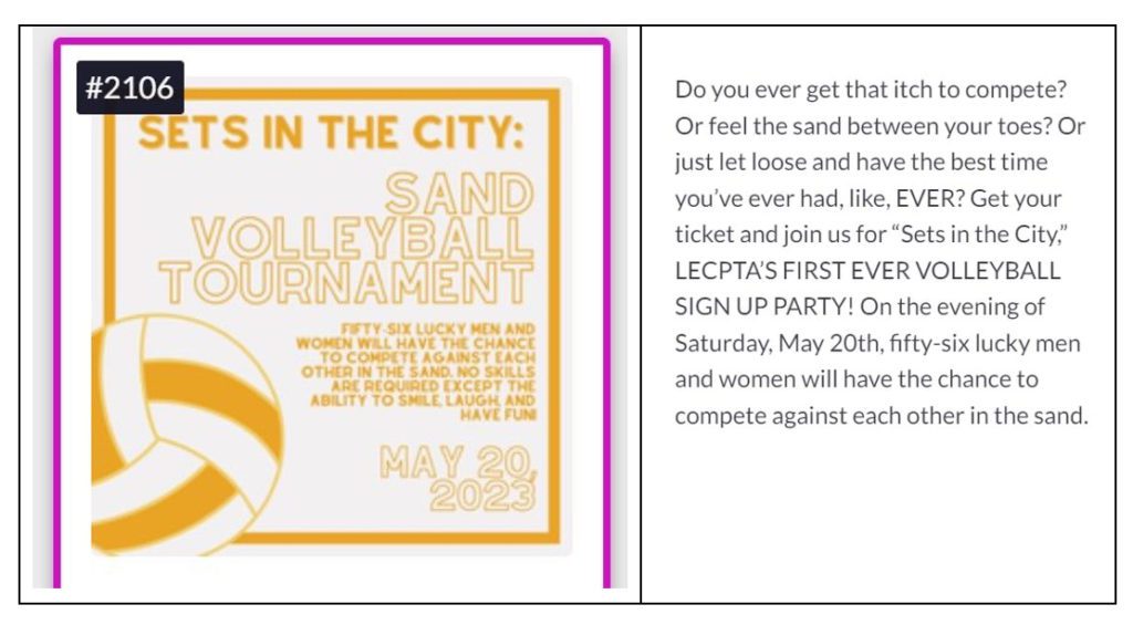 Volleyball Tournament Grown-Up Party School Fundraiser