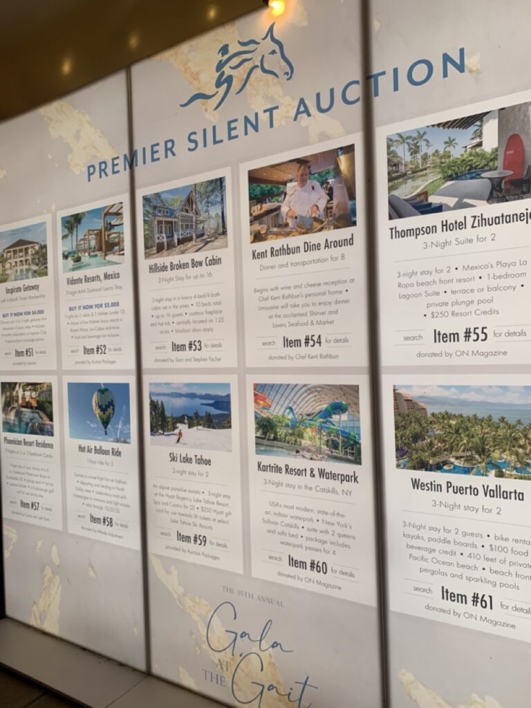 A big board is a visually appealing and effective way to showcase live auction items.