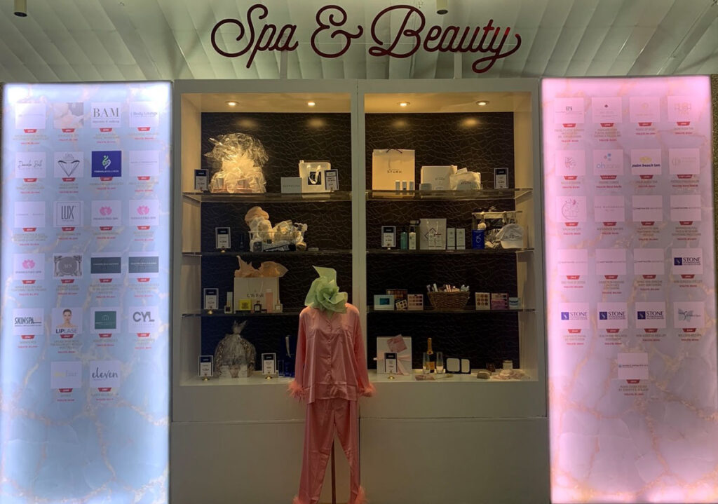 Photo of a spa and beauty silent auction display