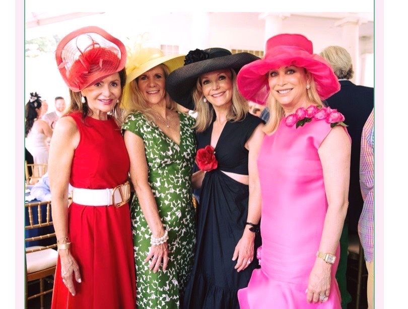 Women wearing race day attire at day at the races fundraiser event.