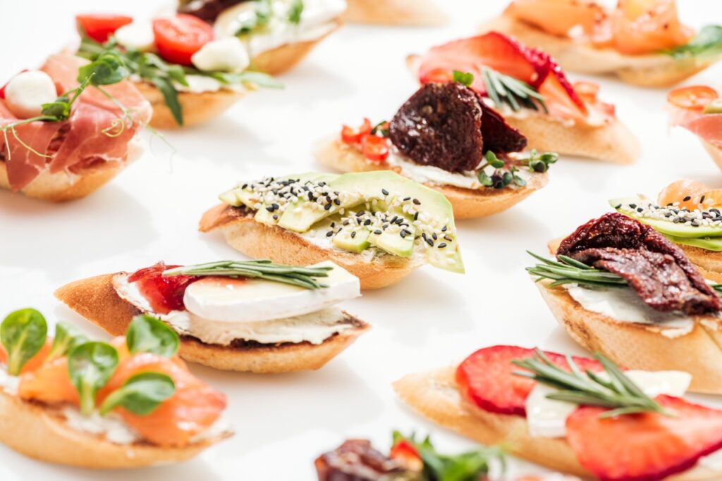 Bruschetta is a good food idea for a Tuscany Themed Fundraising Event