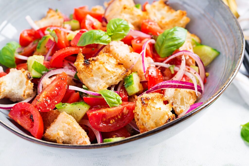 Panzanella is a good food idea for a Tuscany Themed Fundraising Event