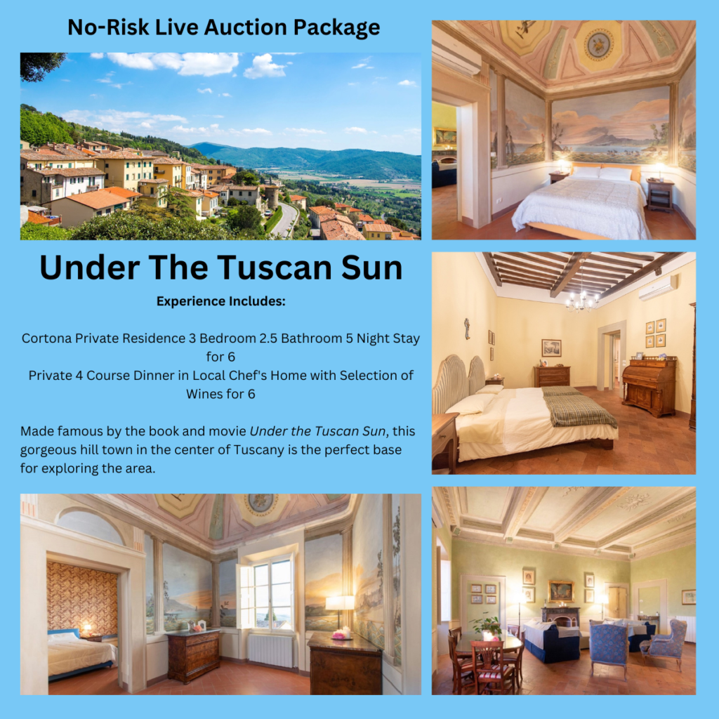 Tuscany No-Risk Live Auction Packages for a Tuscany Themed Fundraising Event