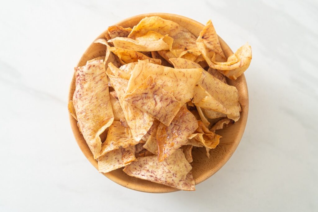 Sweet Crispy Taro Root Chips (fried or baked) for Hawaiian Theme Fundraiser