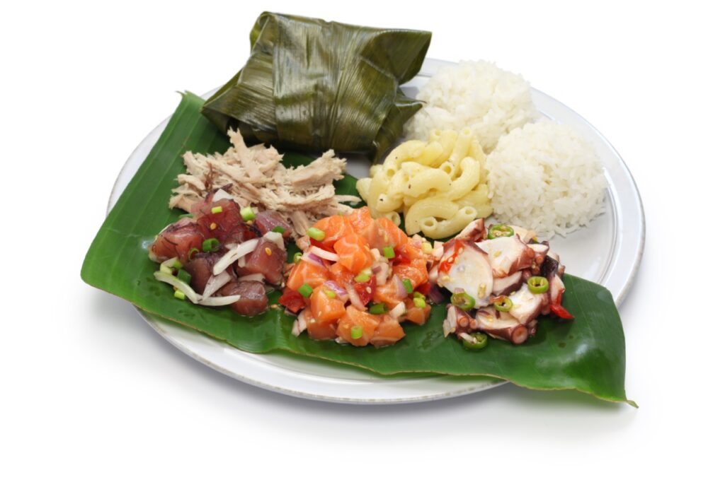Traditional Hawaiian Lunch Plate for Hawaiian Theme Fundraiser