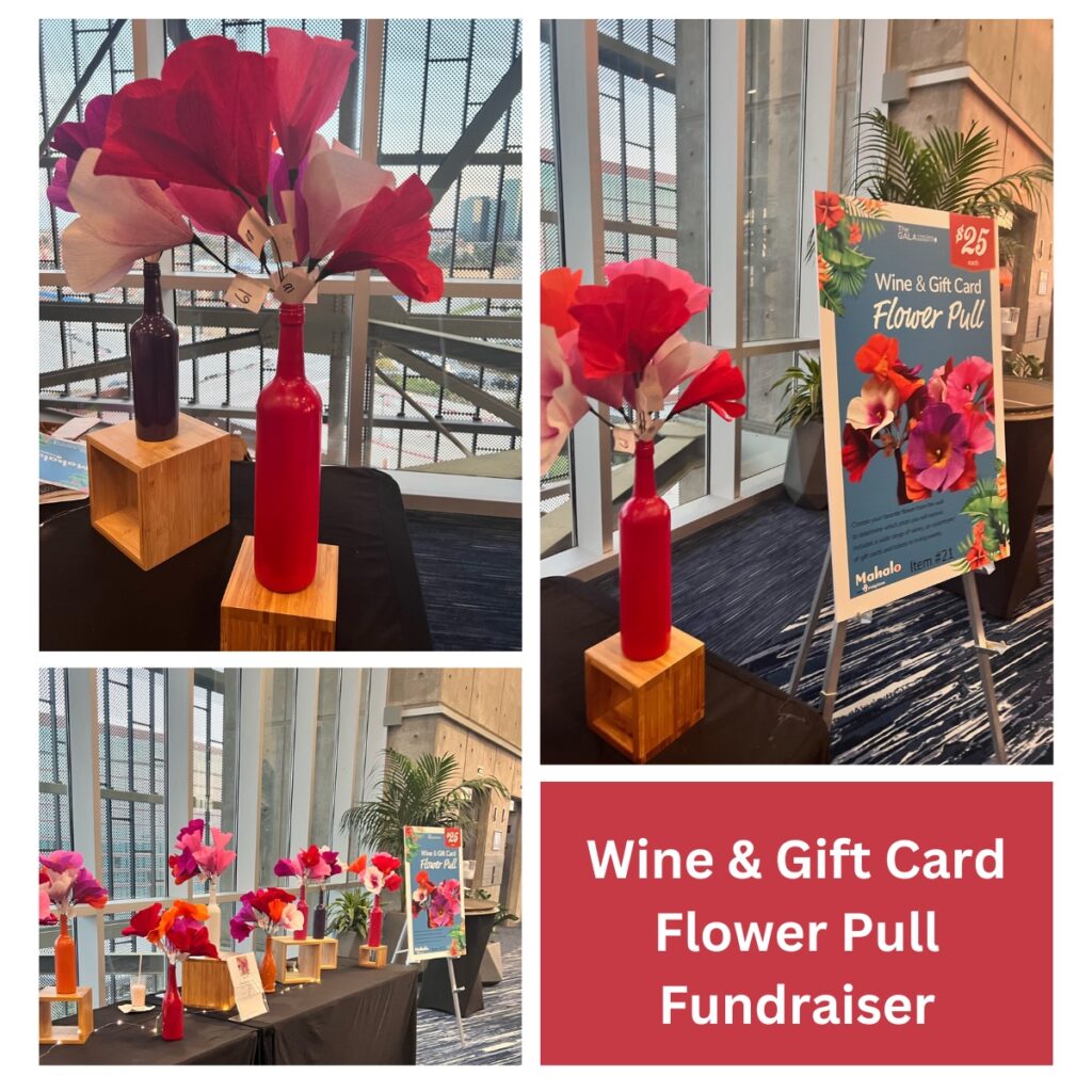 Wine And Gift Card Flower Pull for Hawaiian Theme Fundraiser