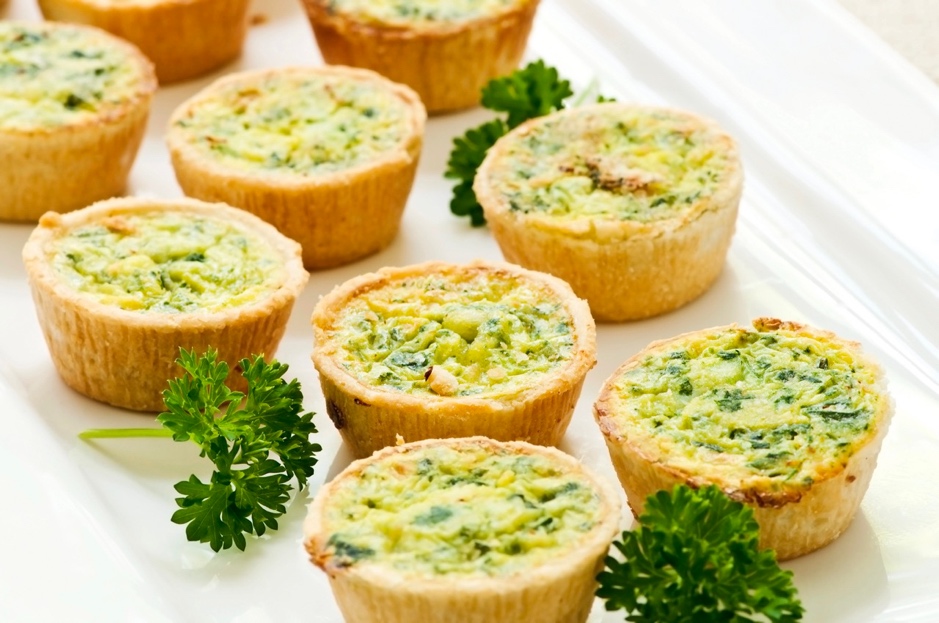 Mini quiche cups are a great food idea for a wedding theme fundraising event