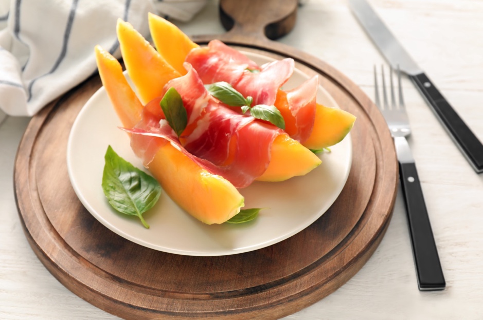 Melon and prosciutto are a great food idea for a wedding theme fundraising event