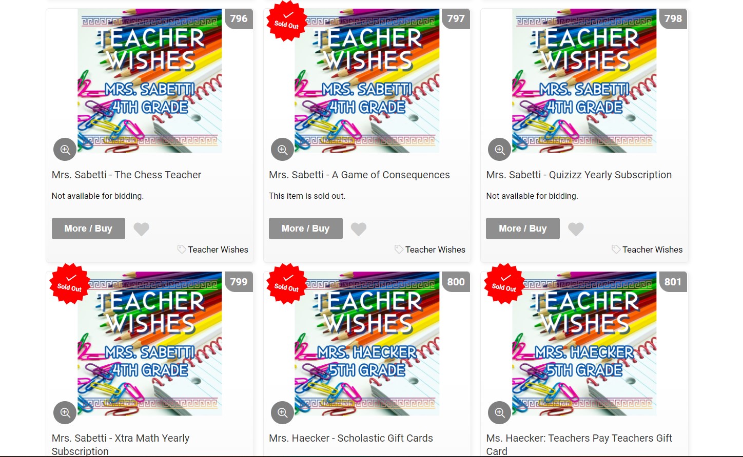 Teacher Wish Lists