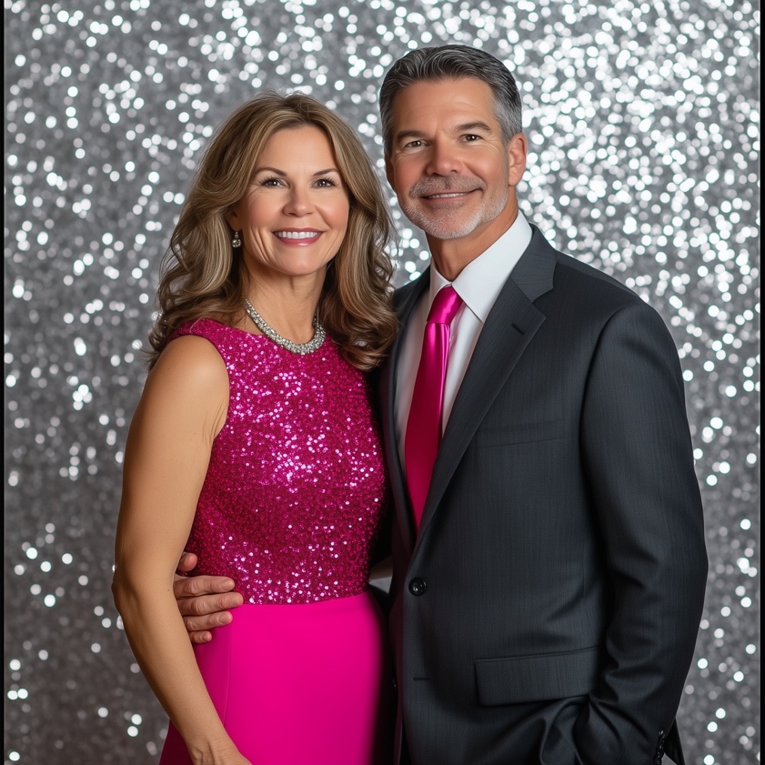 A man and woman posing for a picture.