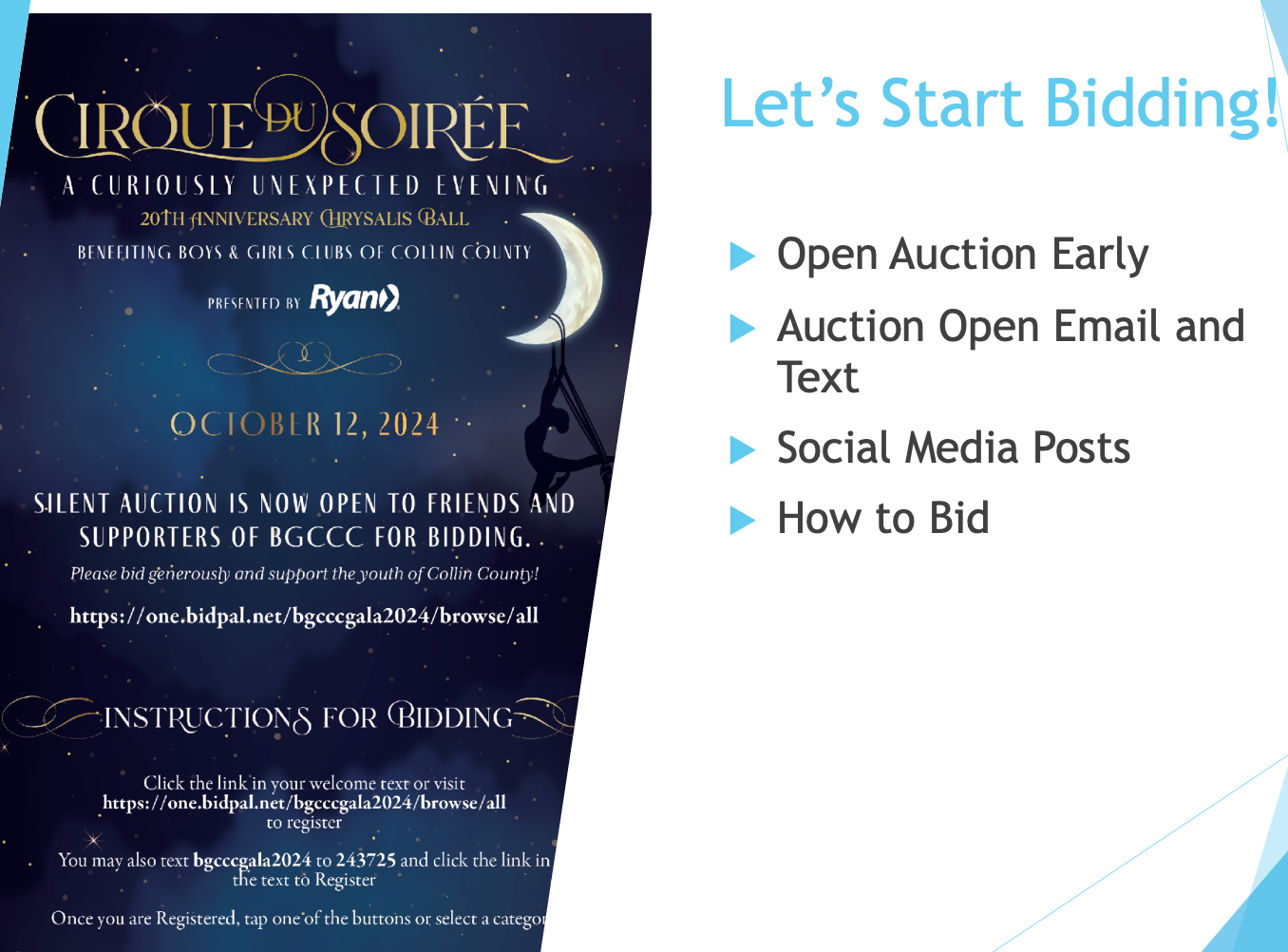 Open bidding early for your online auction.