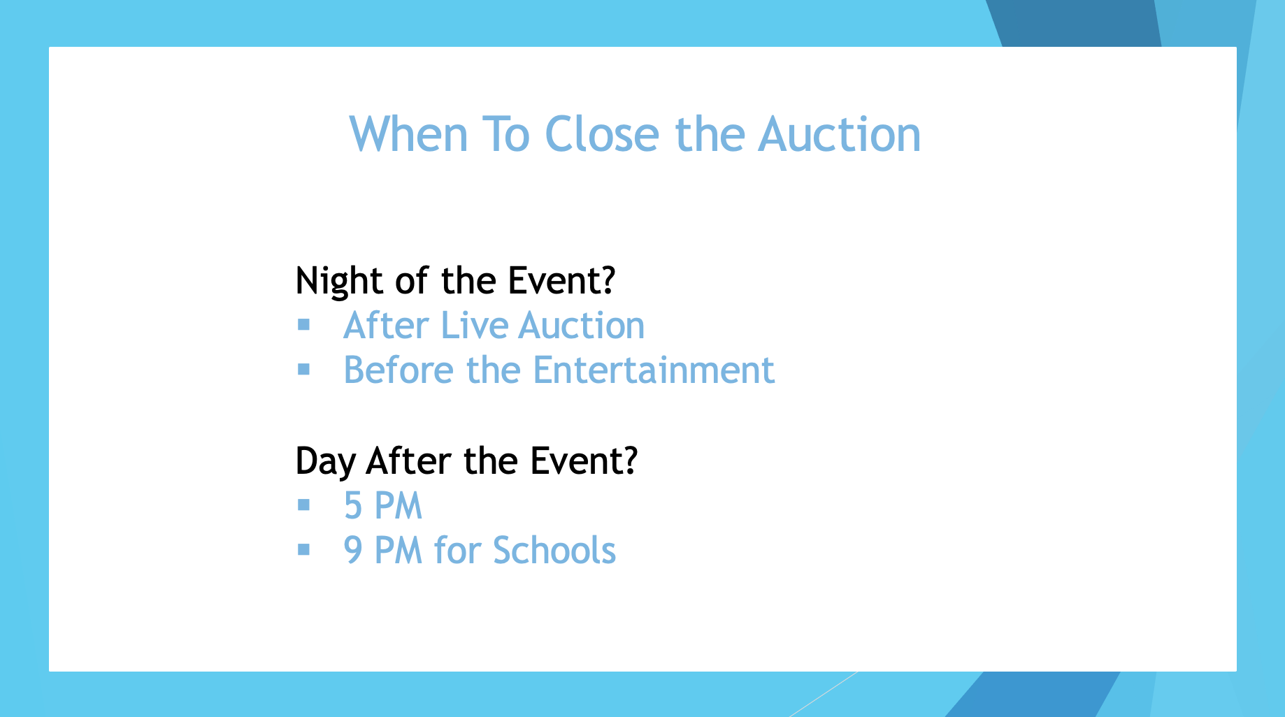 Set Your Silent Auction Closing Strategy