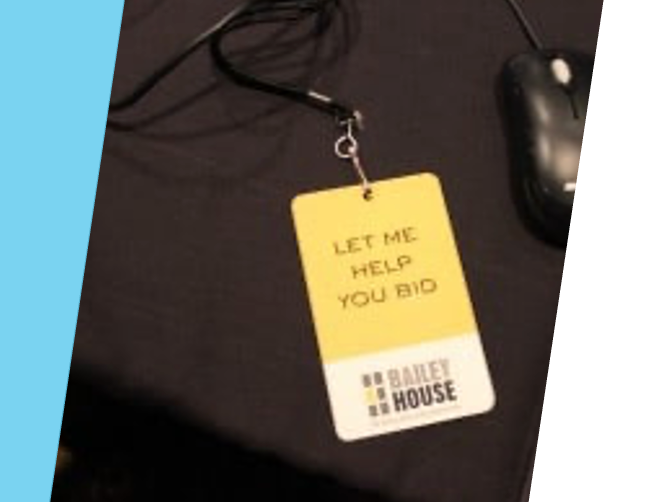 A how to bid badge helps new guests learn how to bid at a slient auction. 
