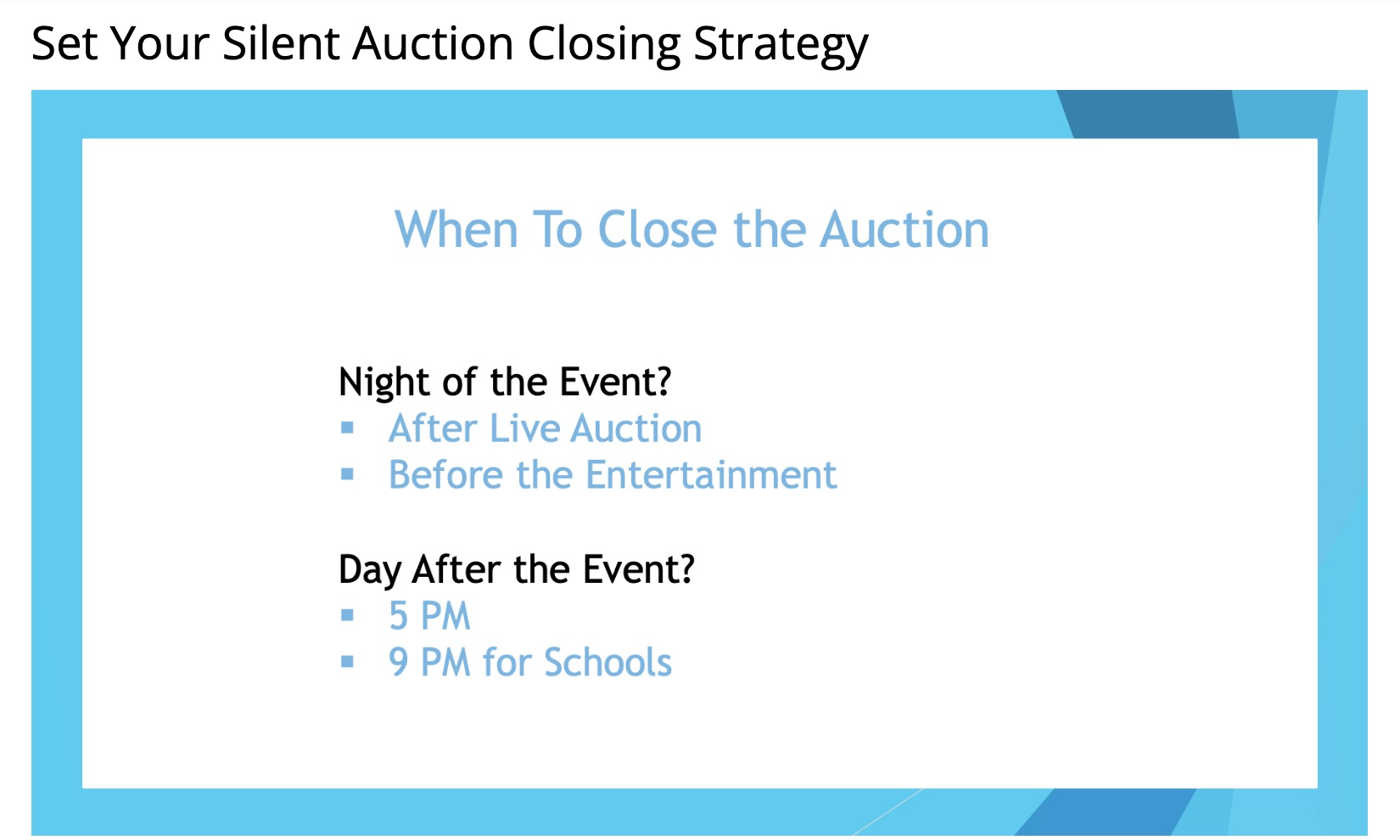auction closing strategies auction fundraising tips