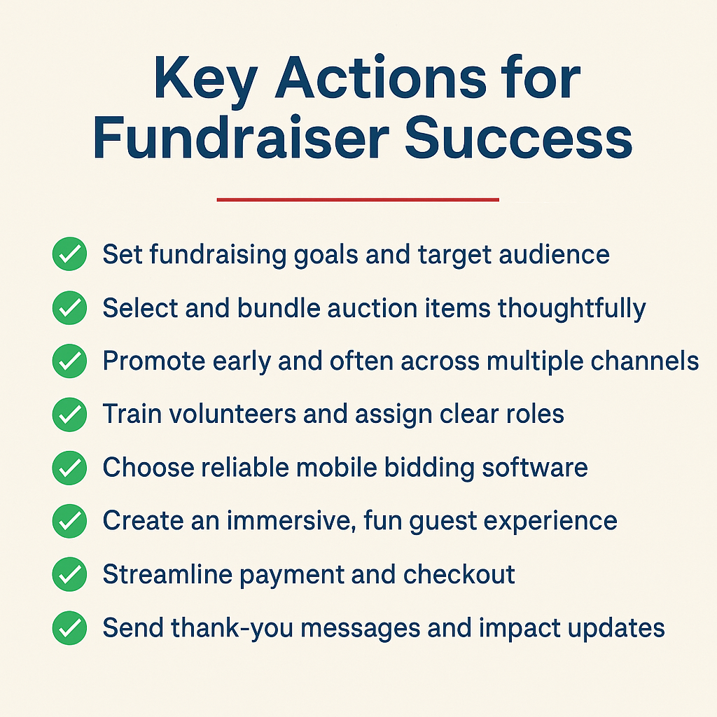 Key actions for fundraiser success and auction fundraising tips